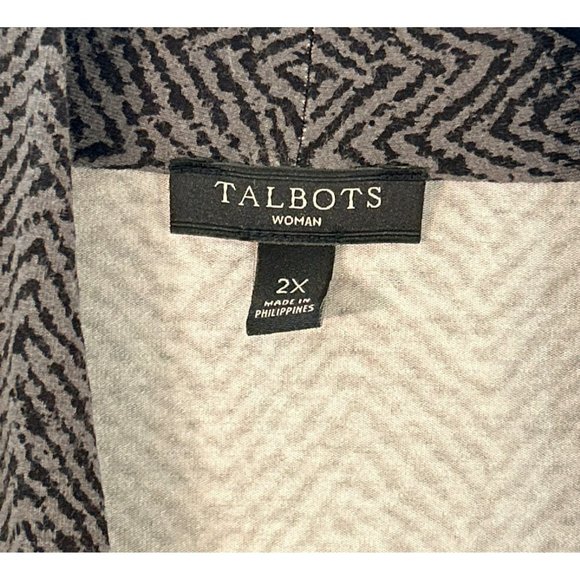 Talbots Women's Plus Size Black Gray Zebra Print Knit Top Size 2X Long Sleeve - Picture 3 of 4